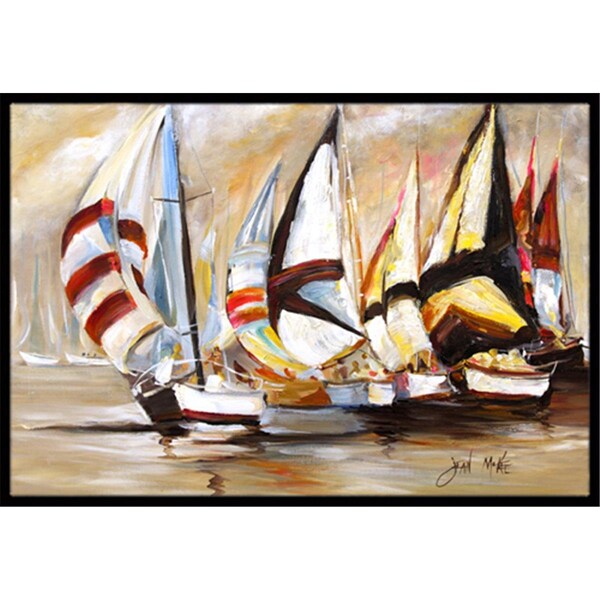 Carolines Treasures Boat Binge Sailboats Indoor and Outdoor Mat- 18 x 27 in. JMK1136MAT - main